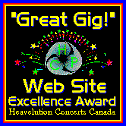 Heavelution Concerts Canada "Great Gig" Web Site Excellence Award 